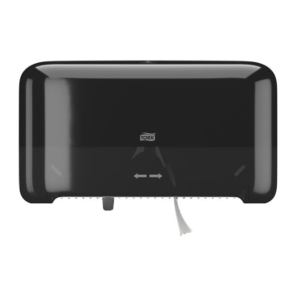 Tork OptiServe black horizontal double-roll tissue dispenser, model 558068