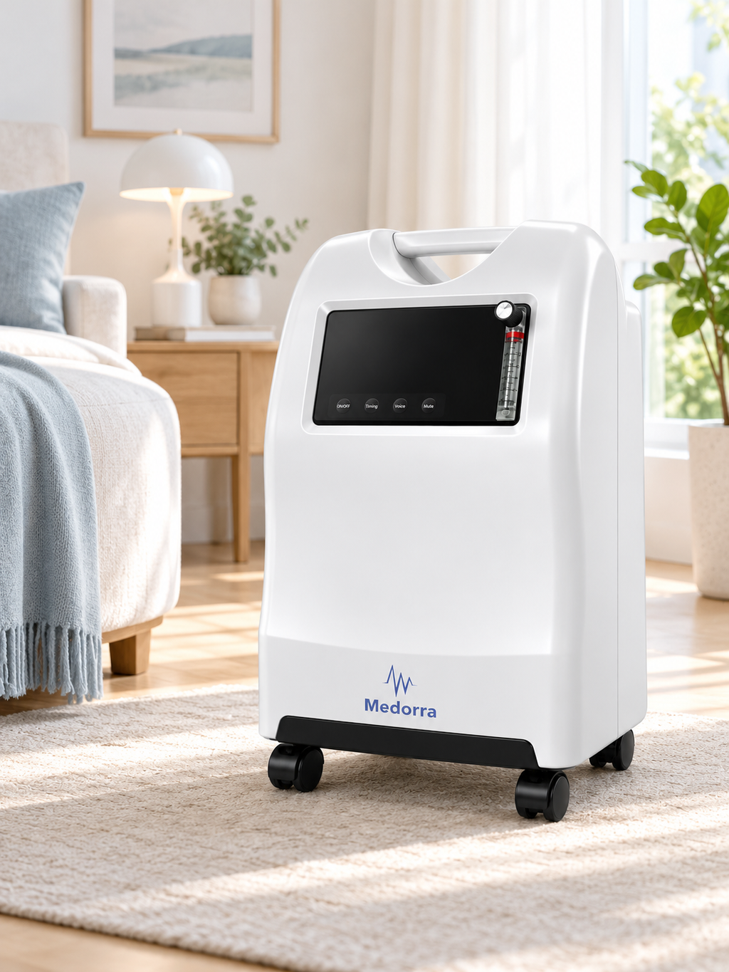 MEDORRA 5L oxygen concentrator in a home-care setting