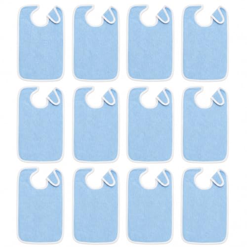 MEDORRA blue adult terry bibs, 18 x 30 inches, 12-pack