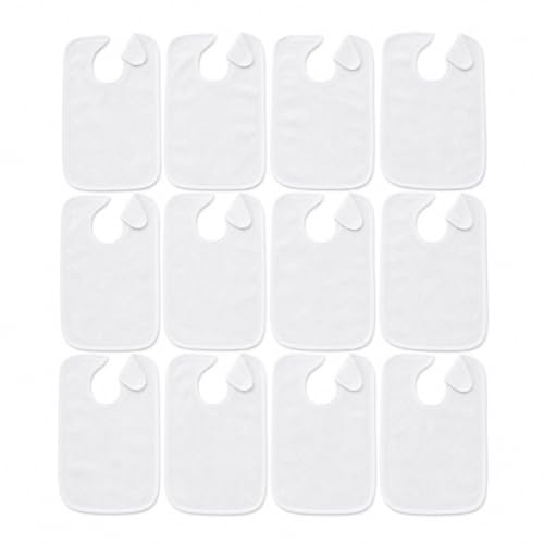 MEDORRA white adult terry bibs, 18 x 30 inches, 12-pack