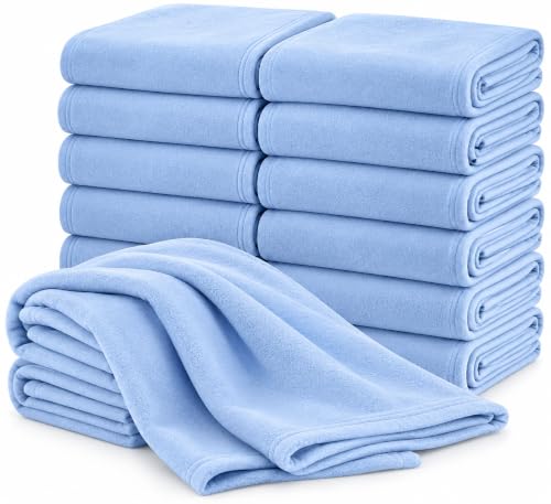 Blue fleece blankets, 60 × 90 inches, 12-blanket FB6090BL pack