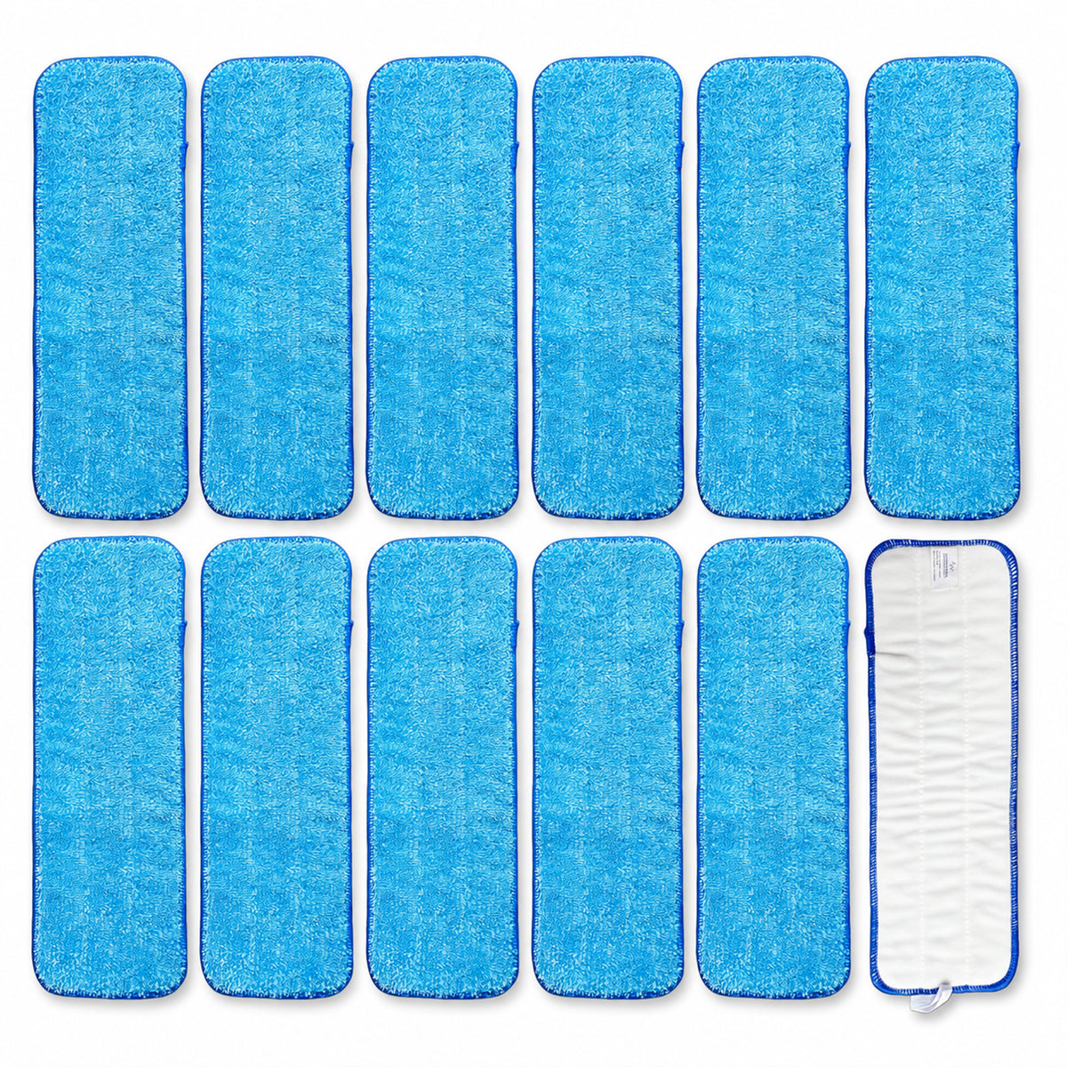 MEDORRA blue 18-inch microfiber mop pads, pack of 12