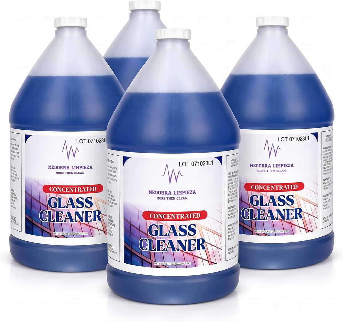Medorra concentrated glass cleaner, four 1-gallon bottles