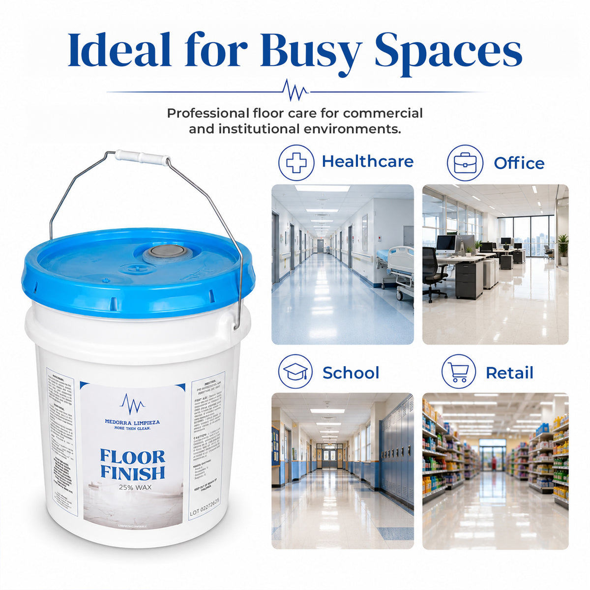 25% Wax floor finish — product information from Medorra’s listing artwork