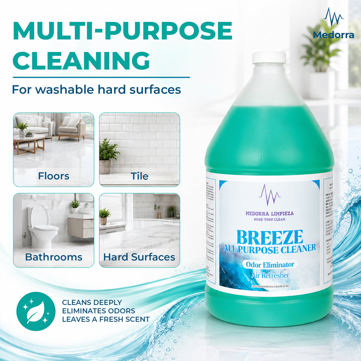 Breeze odor eliminator & cleaner — product information from Medorra’s listing artwork