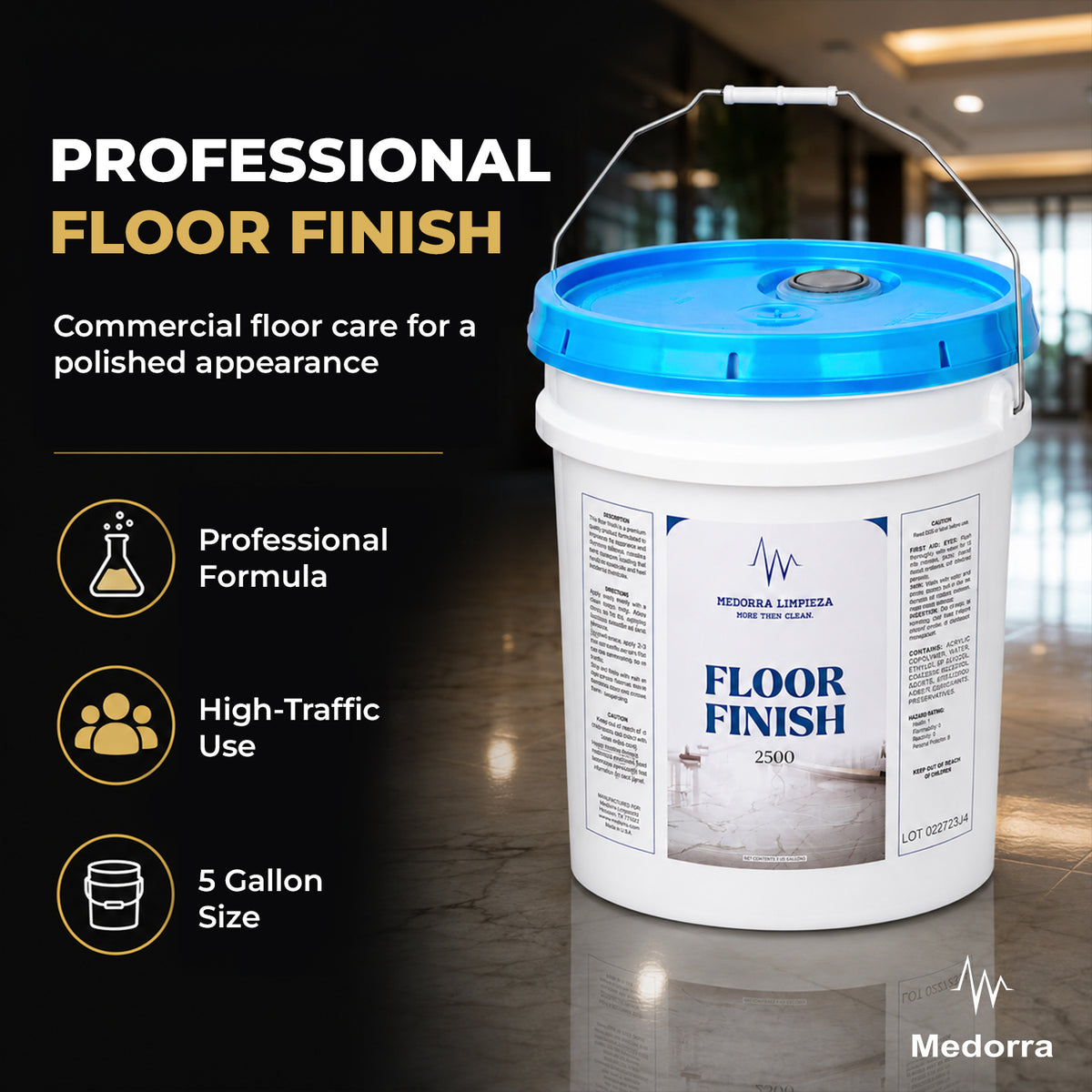 2500 Platinum Quality Floor Finish 5 Gallon Pail — product view 2