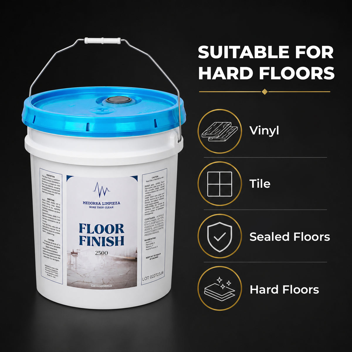 2500 Platinum Quality Floor Finish 5 Gallon Pail — product view 3