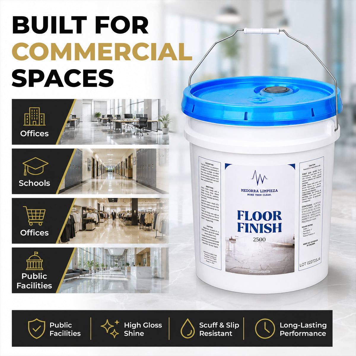 2500 Platinum Quality Floor Finish 5 Gallon Pail — product view 5