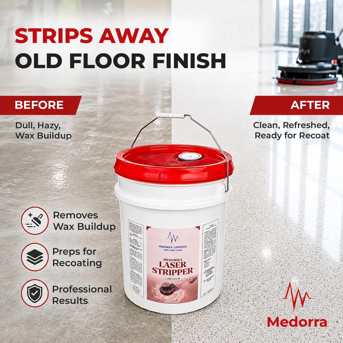 Laser Low Odor Floor Stripper, 5 Gallon Pail — product view 4