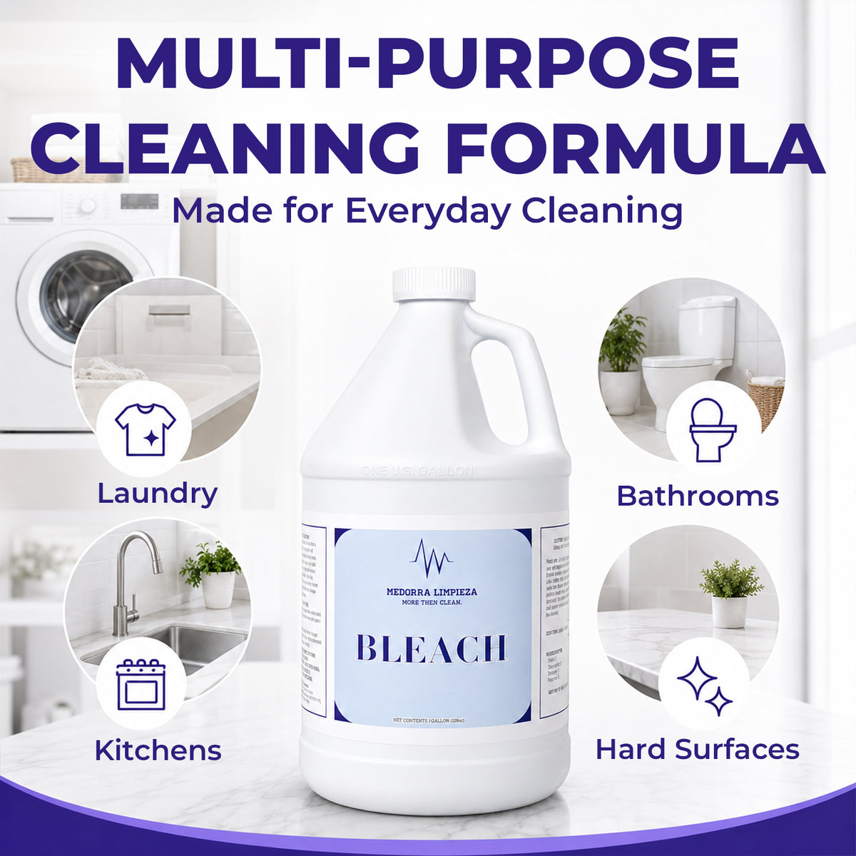 Liquid Bleach, 1 Gallon (6-Pack), Multi-Purpose Cleaner (AA-SB7B-1B7Z) — product view 3