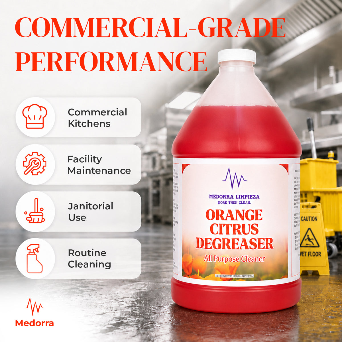 Orange Citrus Degreaser Cleaner, 1 Gallon (4Case) — product view 2