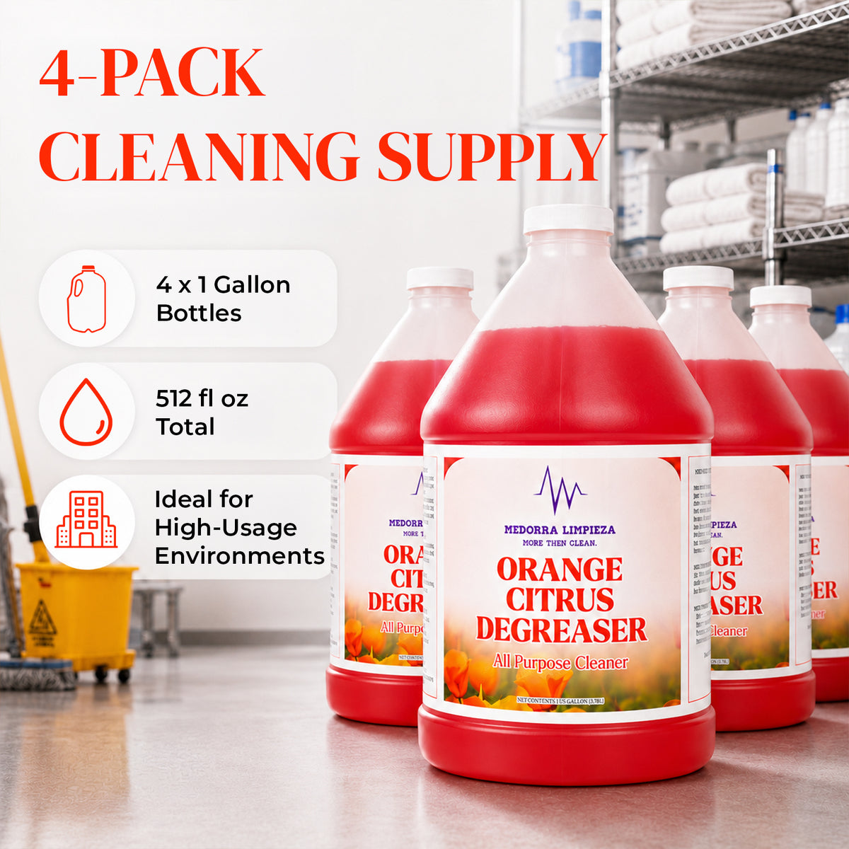 Orange Citrus Degreaser Cleaner, 1 Gallon (4Case) — product view 3