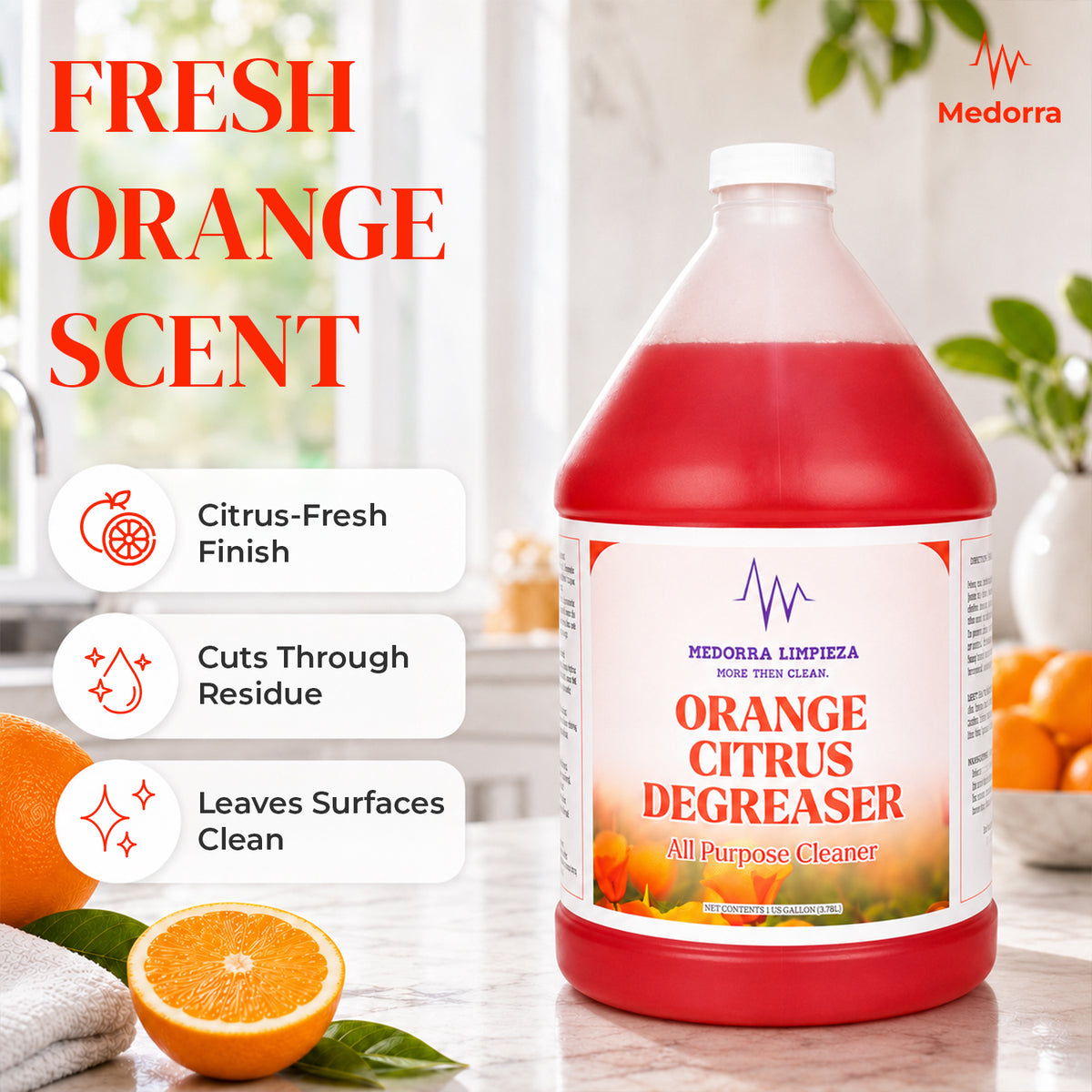 Orange Citrus Degreaser Cleaner, 1 Gallon (4Case) — product view 4