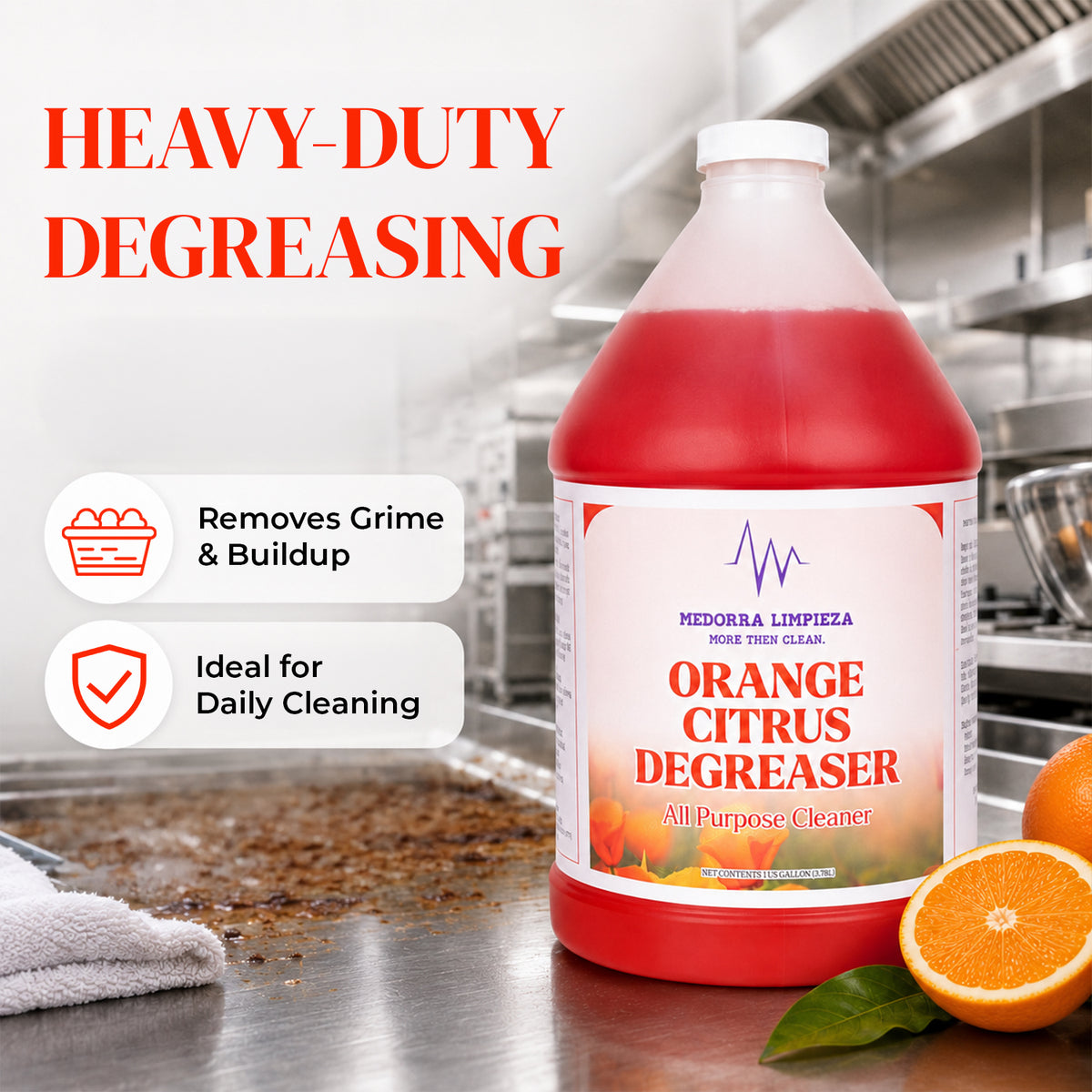 Orange Citrus Degreaser Cleaner, 1 Gallon (4Case) — product view 5