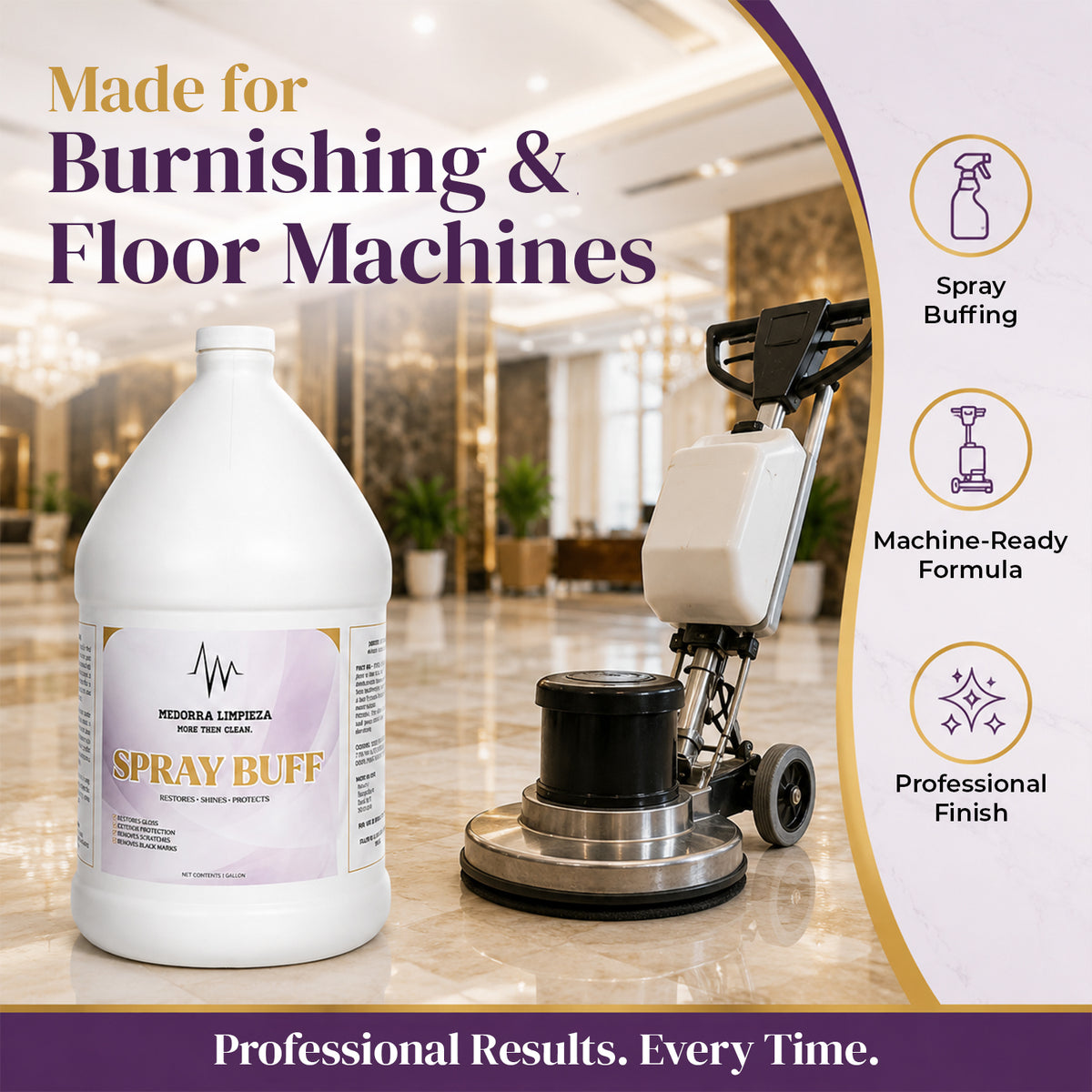 Floor Spray Buff, High-Gloss Restorer & Polish, 1 Gallon (4Case) — product view 3