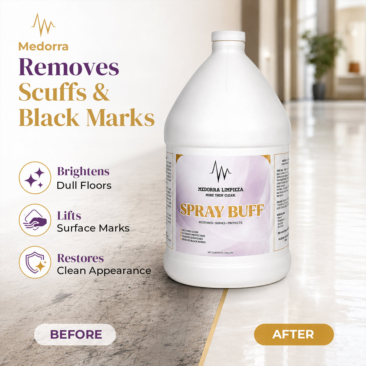 Floor Spray Buff, High-Gloss Restorer & Polish, 1 Gallon (4Case) — product view 5