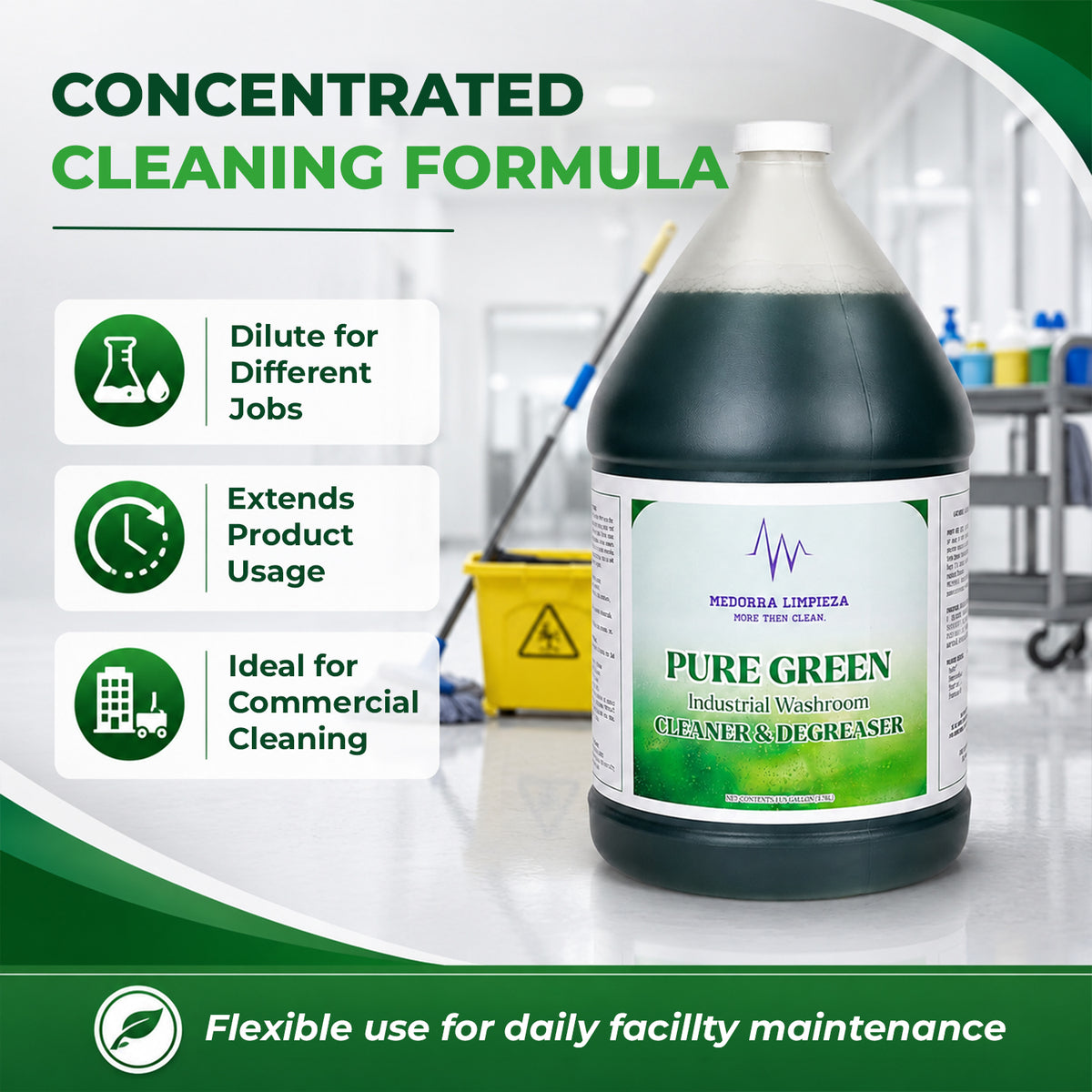 Pure Green Industrial Washroom Cleaner & Degreaser,1 Gallon Bottles, Case of 4 — product view 4