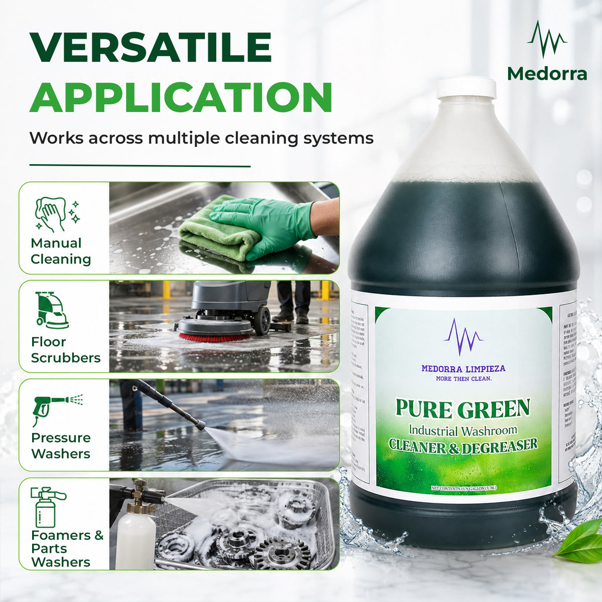 Pure Green Industrial Washroom Cleaner & Degreaser,1 Gallon Bottles, Case of 4 — product view 5