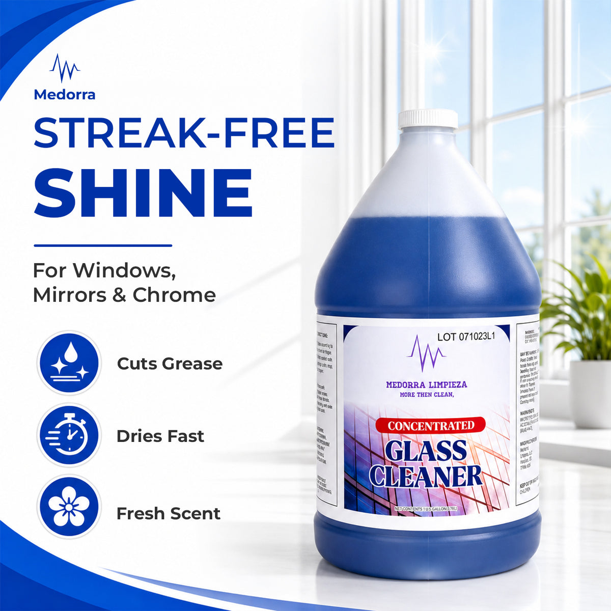 Window & Glass Cleaner, Professional Streak, 1 Gallon (Case of 4) — product view 2