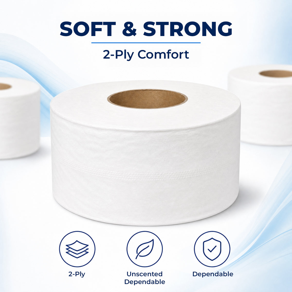 2-Ply Jumbo Toilet Tissue, 1000 Sheets per Roll, 12 Rolls — product view 2