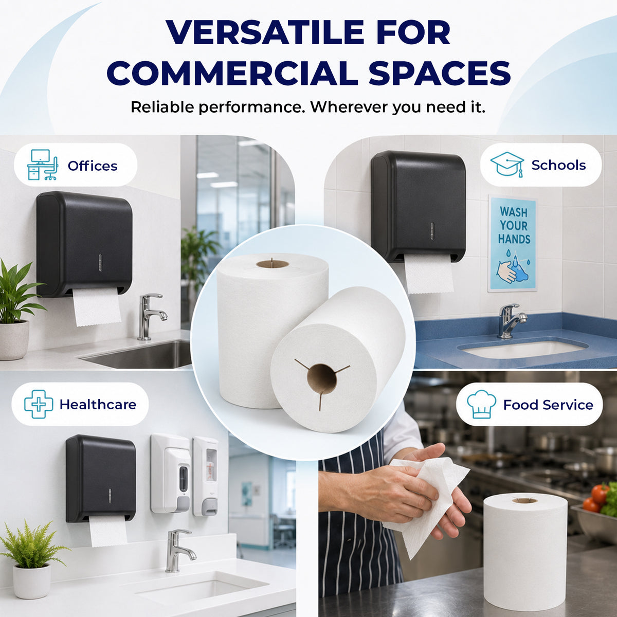White Hardwound Paper Towel Rolls, 8 in 450 ft 6 Rolls per Case — product view 3
