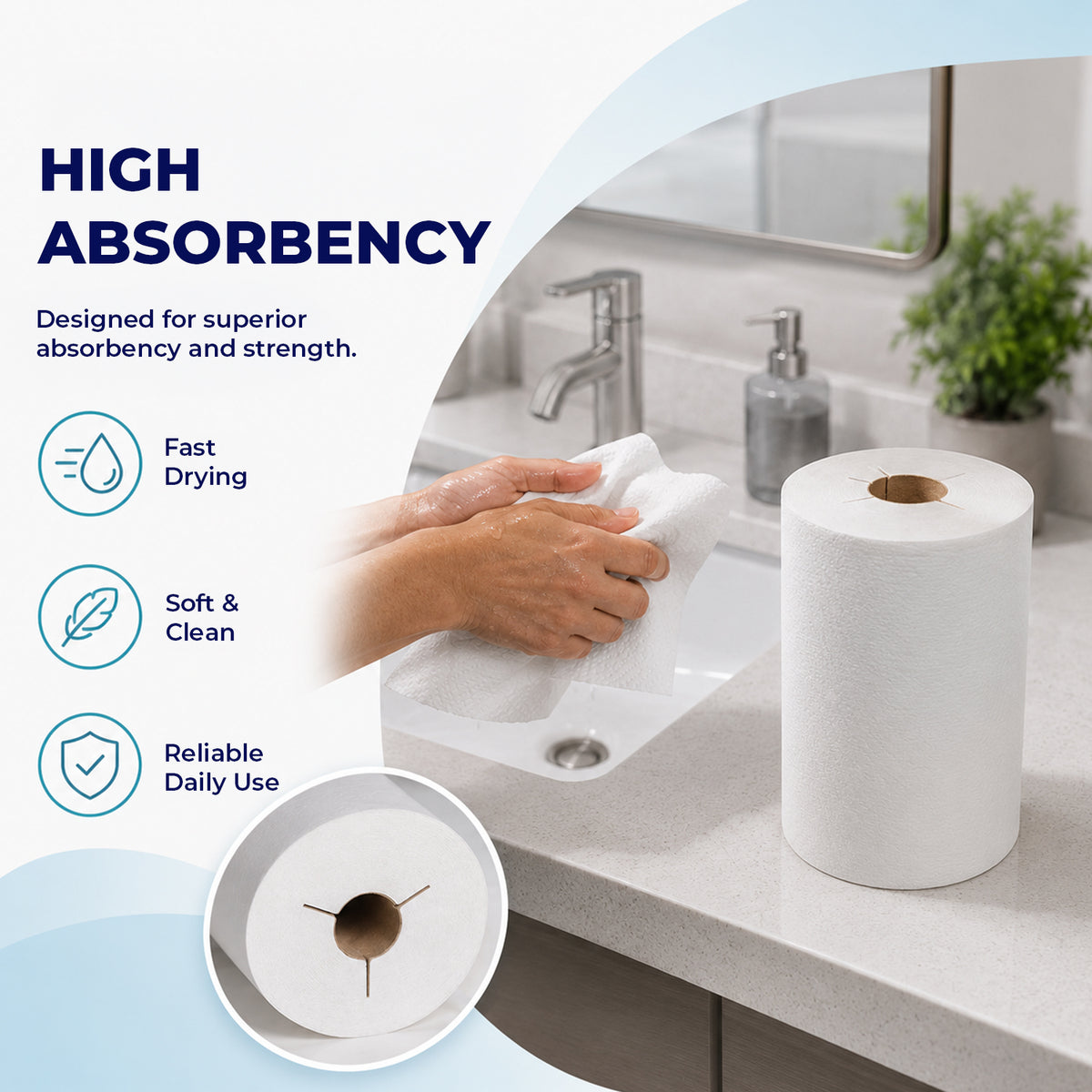 White Hardwound Paper Towel Rolls, 8 in 450 ft 6 Rolls per Case — product view 5