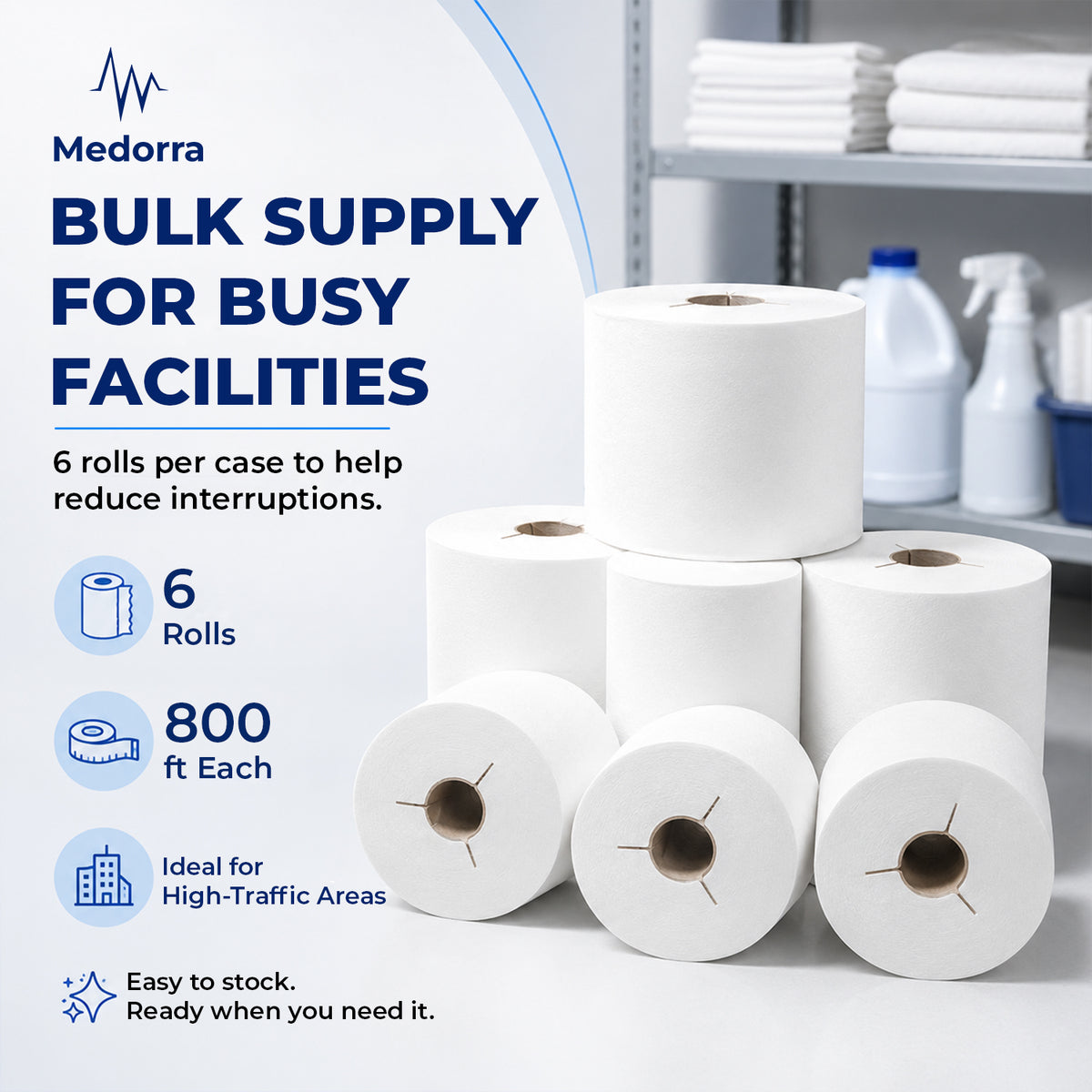 White Hardwound Paper Towel Rolls, 8 in 800 ft. per Roll, 6 Rolls — product view 2
