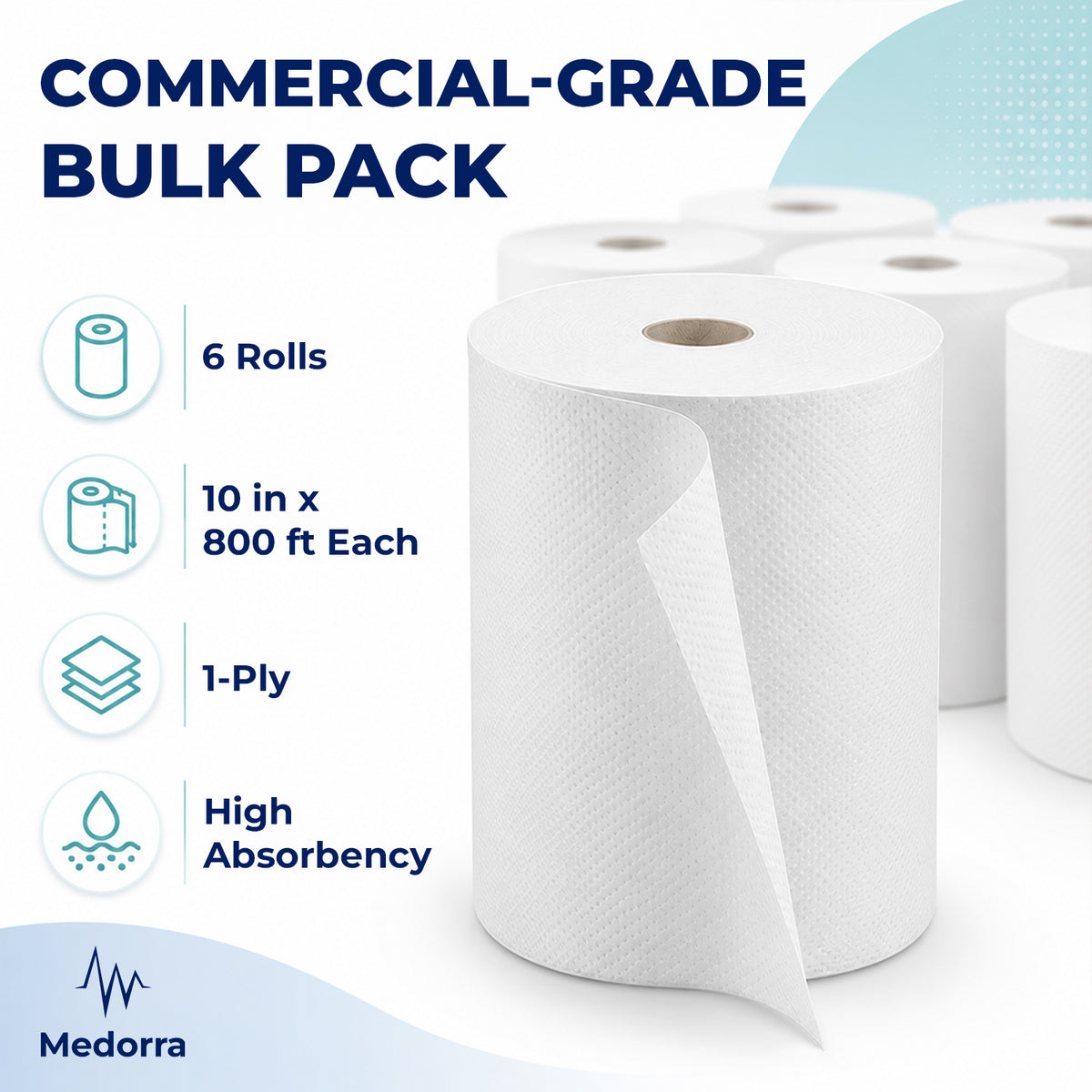 White Hardwound Paper Hand Roll Towel, 10 in x 800 ft, 6 Rolls — product view 2
