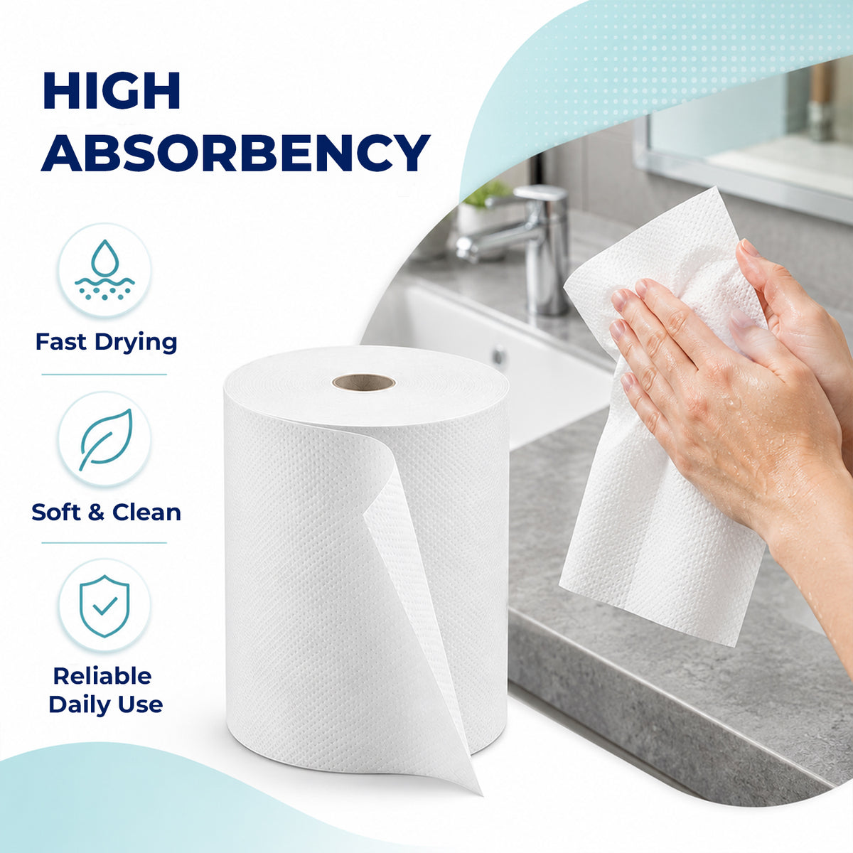 White Hardwound Paper Hand Roll Towel, 10 in x 800 ft, 6 Rolls — product view 3