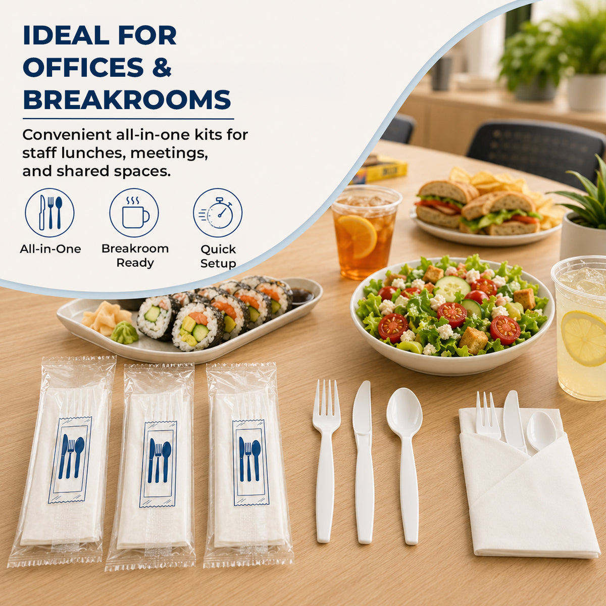 White Medium Weight Polypropylene Cutlery Kit, Fork, Knife, Teaspoon 250 per Case — product view 5