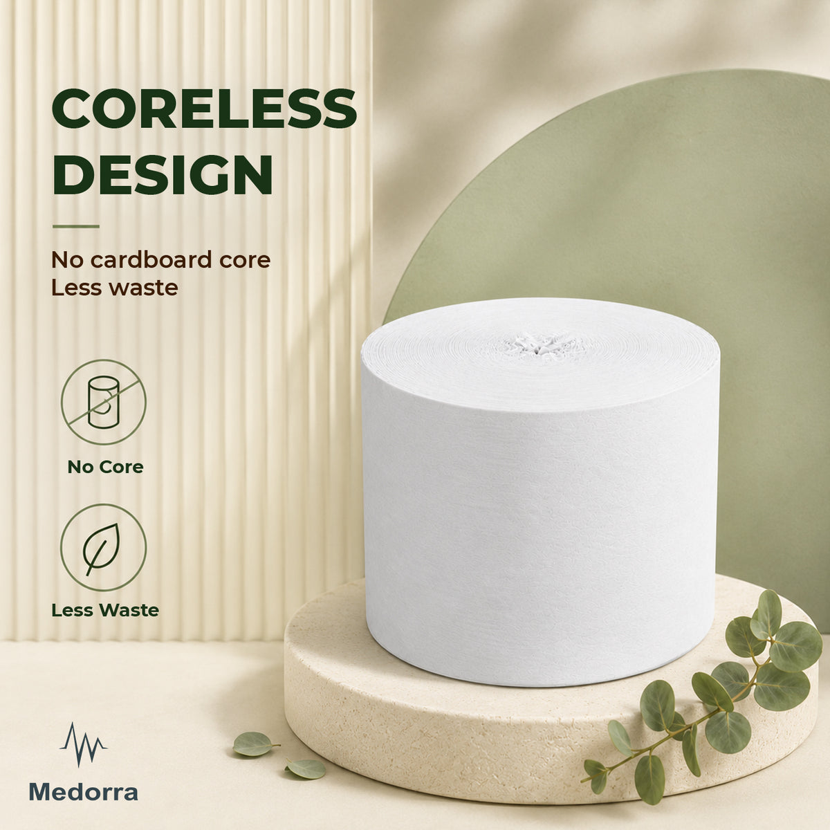 Coreless Toilet Tissue, 2-Ply, 1000 Sheets per Roll, 36 Rolls per Case — product view 2