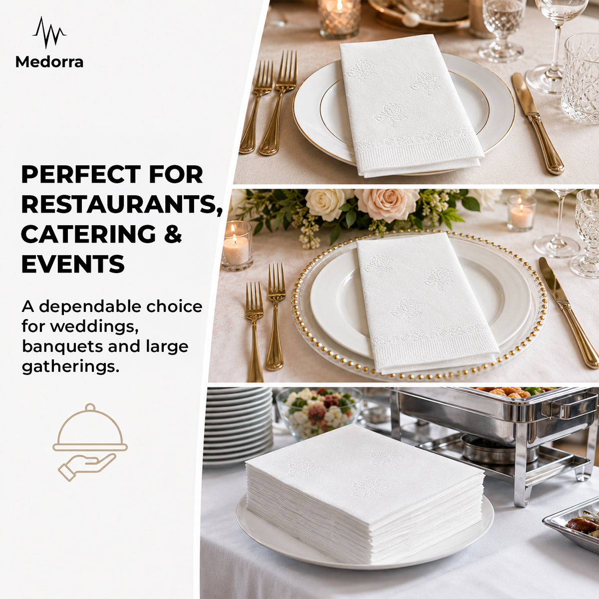 Premium White Disposable Dinner Napkins, 2-Ply, 15 x 17 Inch 3000 Count — product view 2