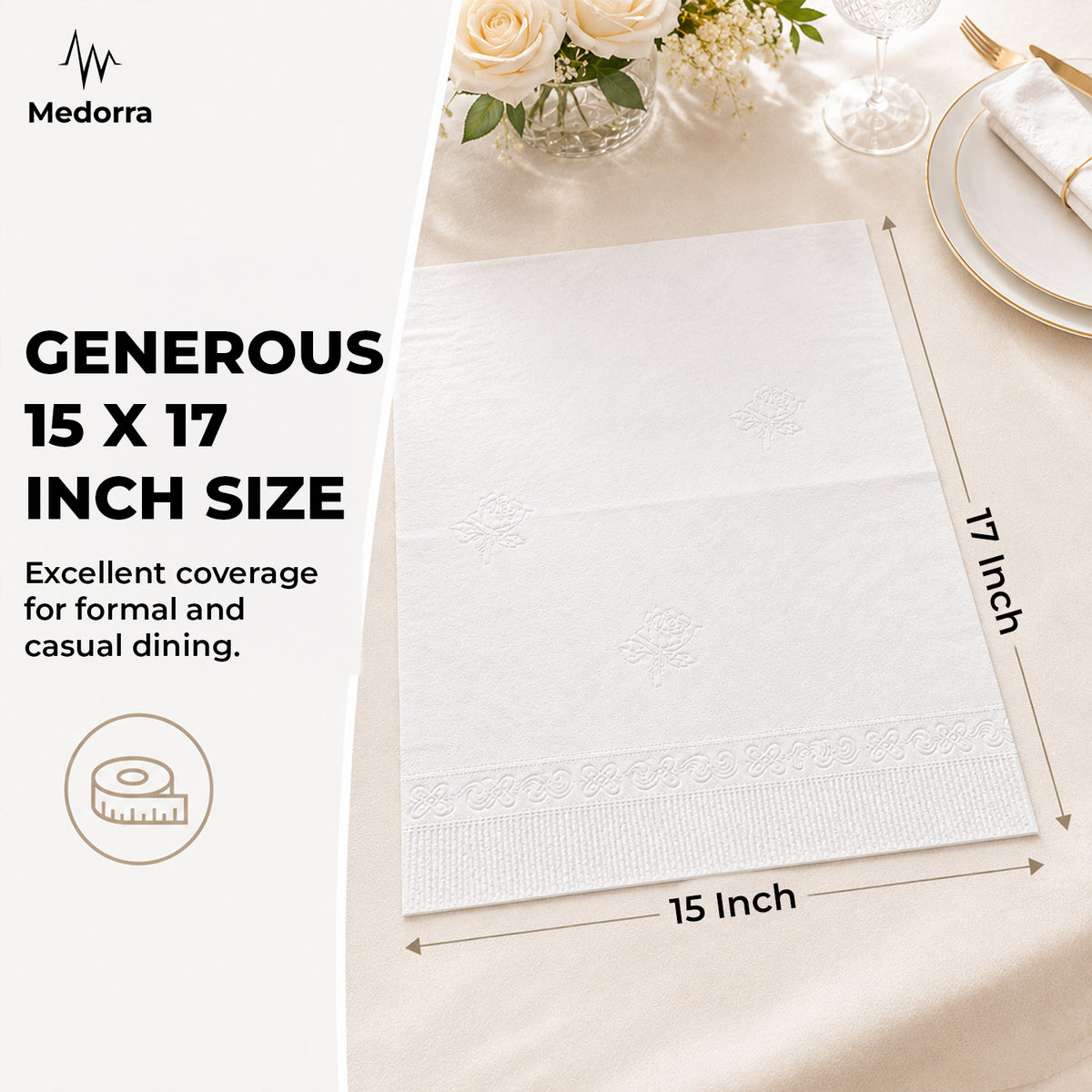 Premium White Disposable Dinner Napkins, 2-Ply, 15 x 17 Inch 3000 Count — product view 4