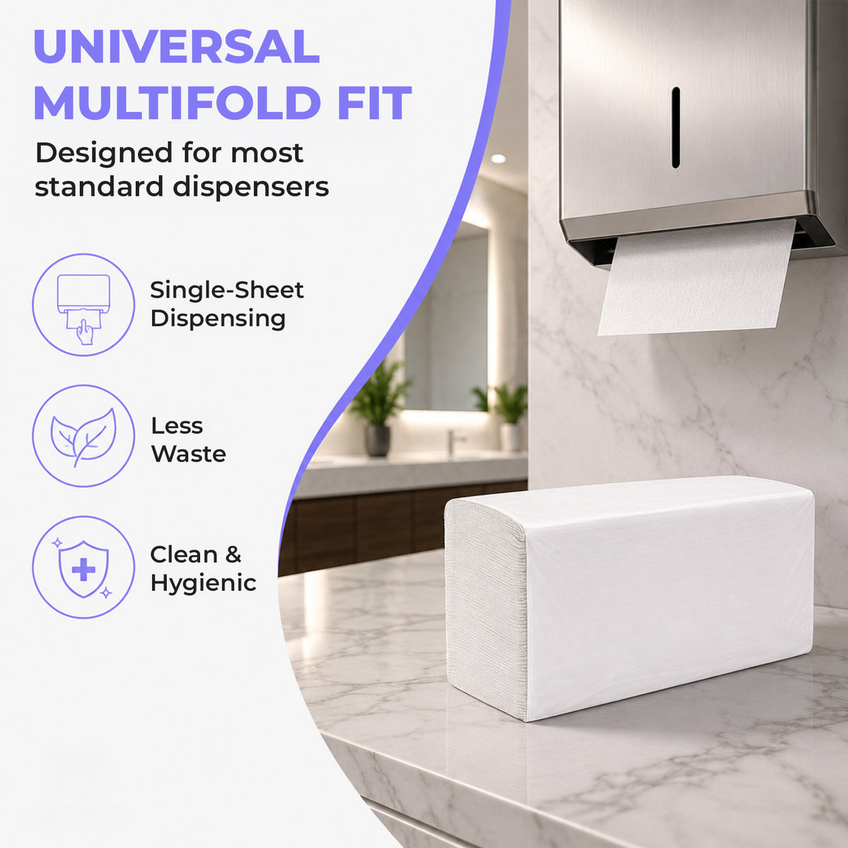 Universal Multifold Paper Towels – 250 Sheets per Pack, 16 Packs per Case (White) (MEDMPTW4K1) — product view 2