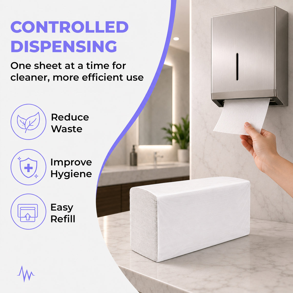 Universal Multifold Paper Towels – 250 Sheets per Pack, 16 Packs per Case (White) (MEDMPTW4K1) — product view 3