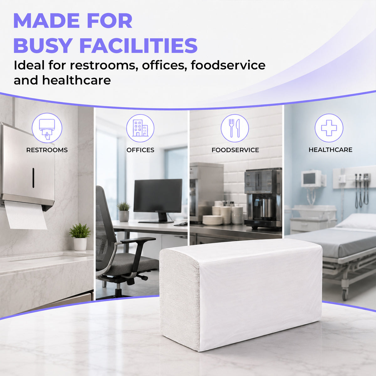 Universal Multifold Paper Towels – 250 Sheets per Pack, 16 Packs per Case (White) (MEDMPTW4K1) — product view 4