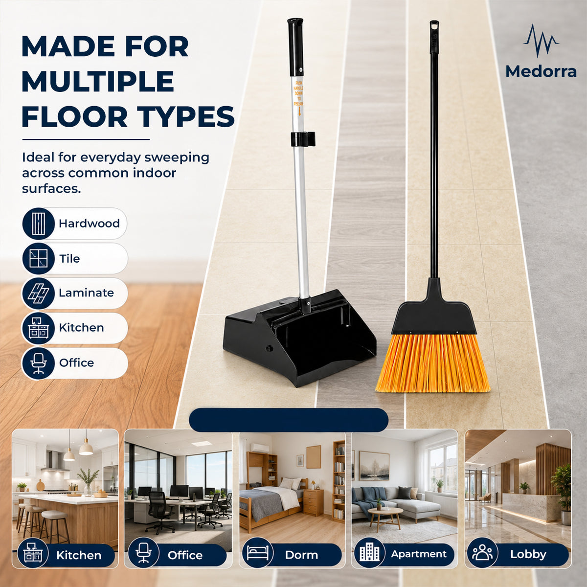Broom and Dustpan Set with Long Handle — product view 4