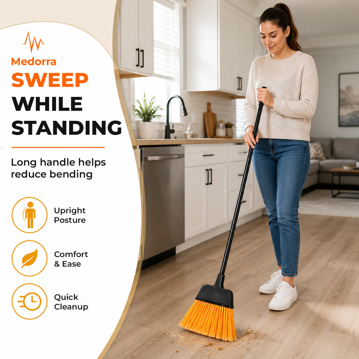 Medorra Long Handle Broom Pack of 1 — product view 3