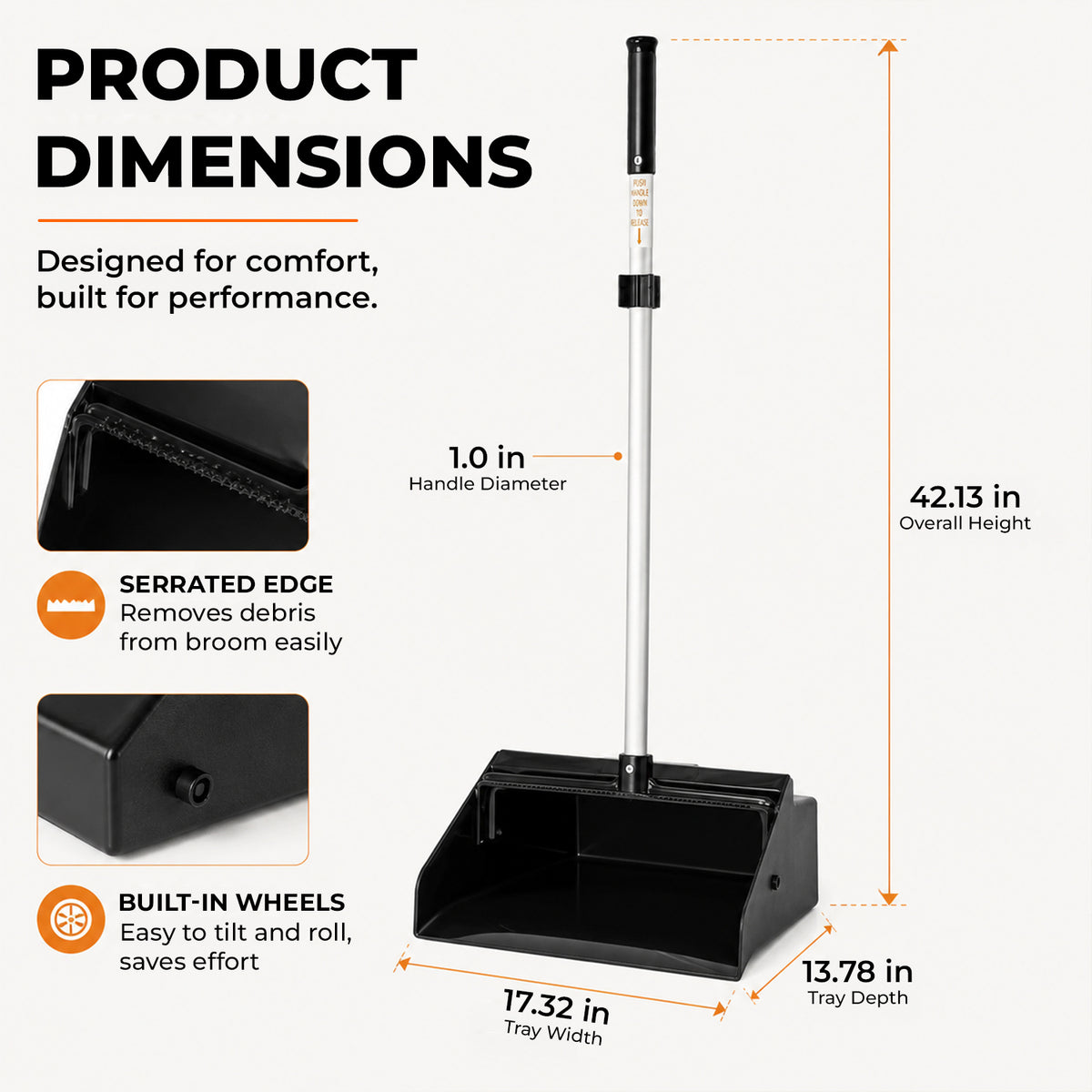 Long-Handle Serrated Dustpan Pack of 1 — product view 2