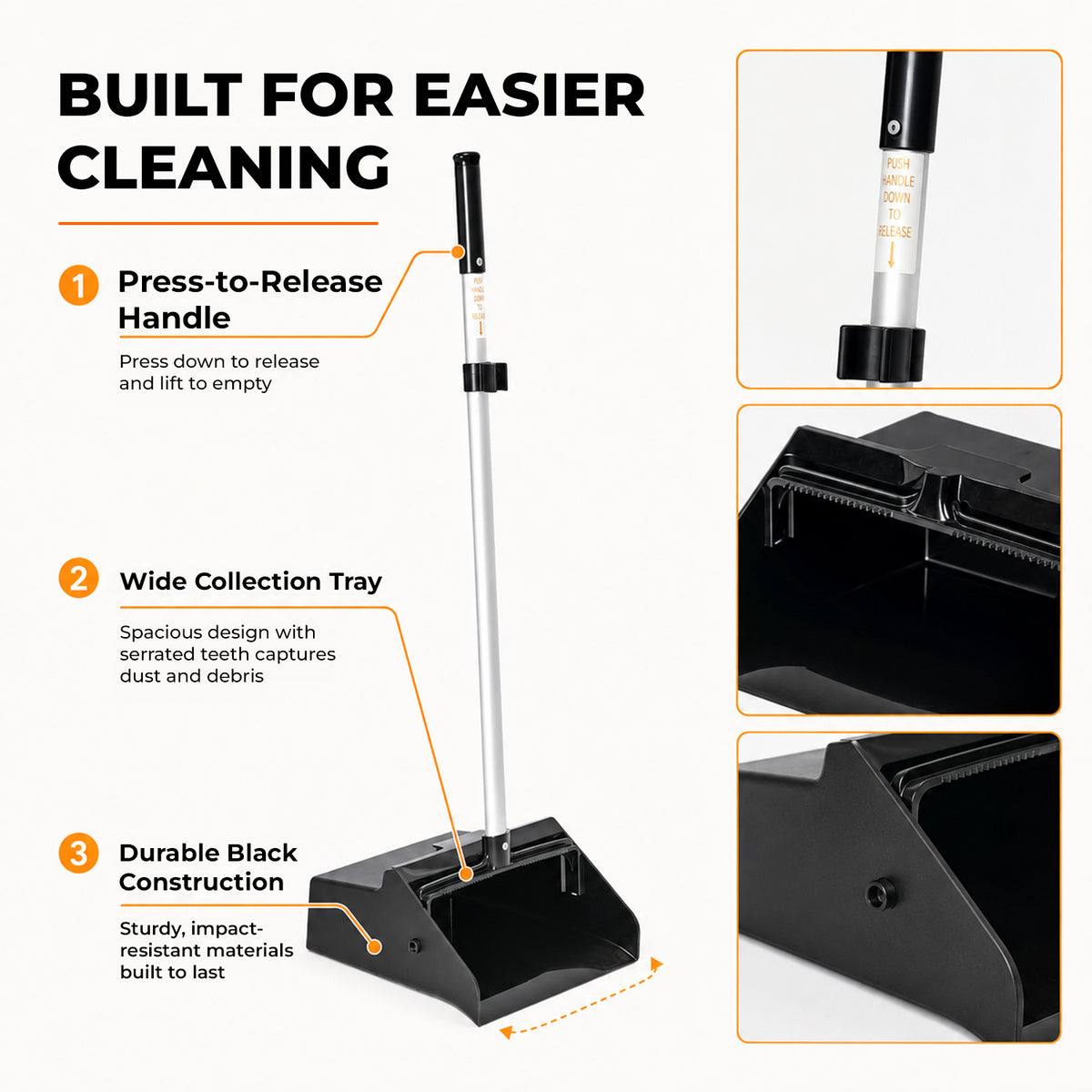 Long-Handle Serrated Dustpan Pack of 1 — product view 5