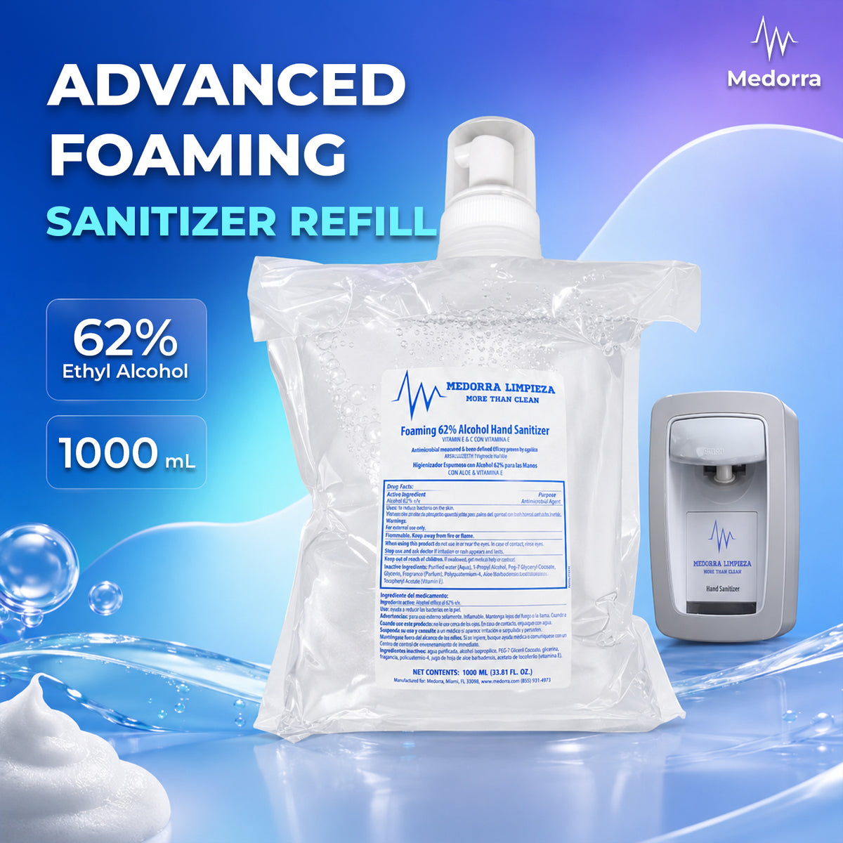Advanced Foaming Alcohol Hand Sanitizer Refill, 6-Pack Case, — product view 2