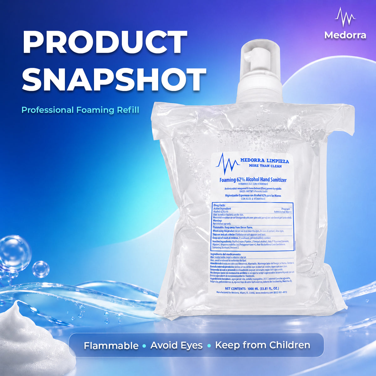 Advanced Foaming Alcohol Hand Sanitizer Refill, 6-Pack Case, — product view 4