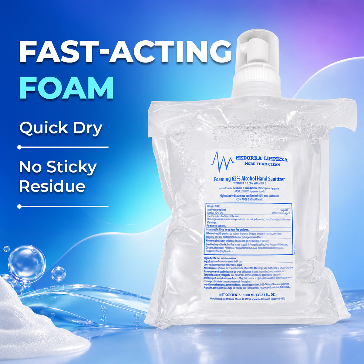 Advanced Foaming Alcohol Hand Sanitizer Refill, 6-Pack Case, — product view 5