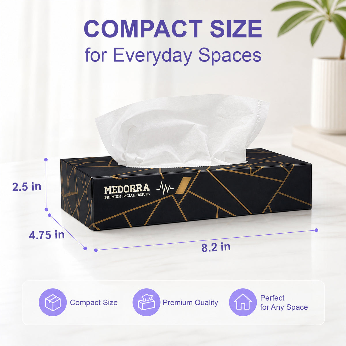Premium Facial Tissues – Black & Gold Luxury Box, 2-Ply Soft & Strong, Hypoallergenic, 100 Sheets per Box, 30-Pack (3000 Total Sheets) ( HM-LCSZ-VPJM) — product view 4