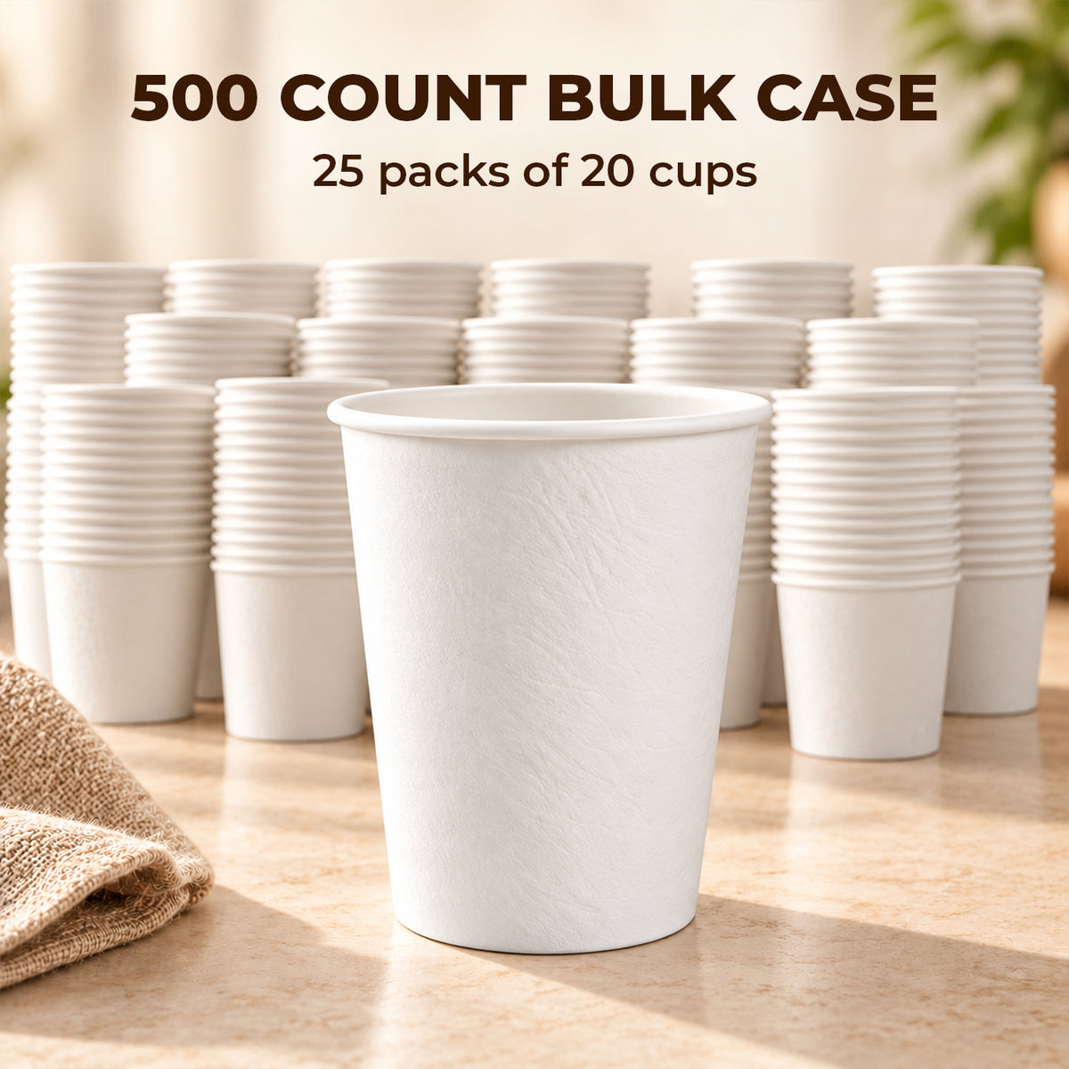 12 oz White Compostable Paper Cups, 500 Count Bulk Case — product view 5