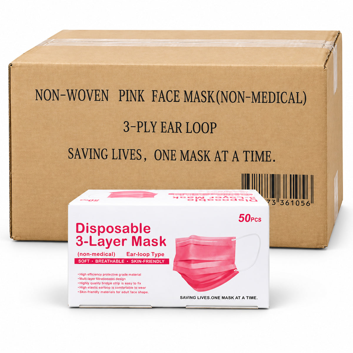 General Purpose Face Masks, Non-Medical, 2000 Count (Pink) — product view 1
