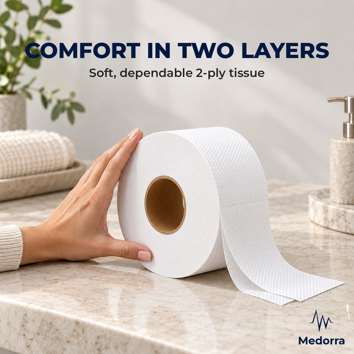Jumbo Roll Toilet Paper, 2-Ply, 9 Inch, 650 Feet/Roll, White, 12 Rolls/Case — product view 3