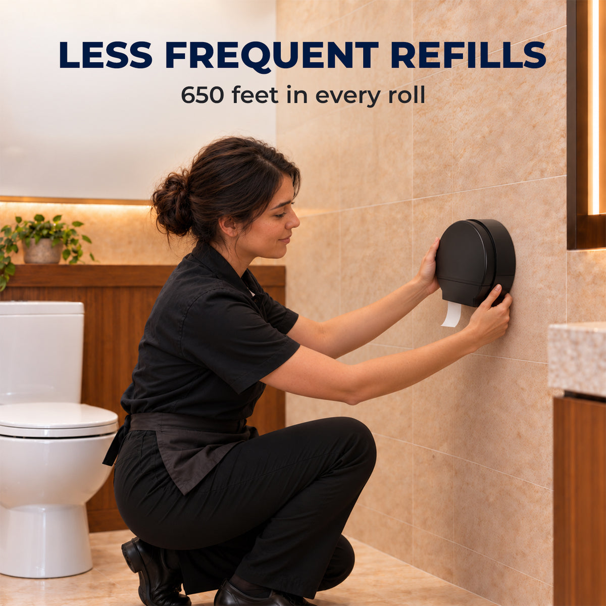 Jumbo Roll Toilet Paper, 2-Ply, 9 Inch, 650 Feet/Roll, White, 12 Rolls/Case — product view 5