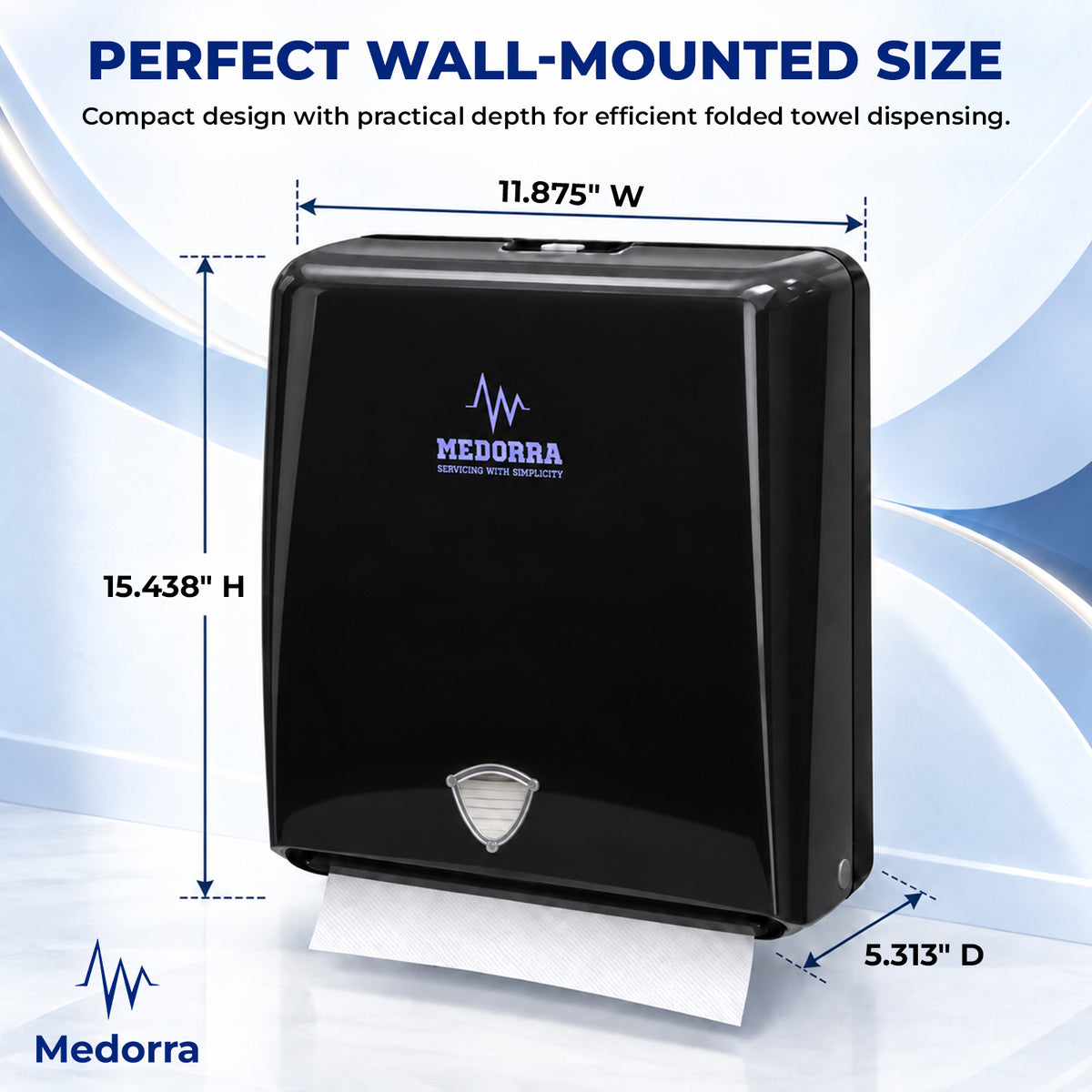 Multifold Paper Towel Dispenser, Wall Mounted with Viewing Window – Black — product view 2