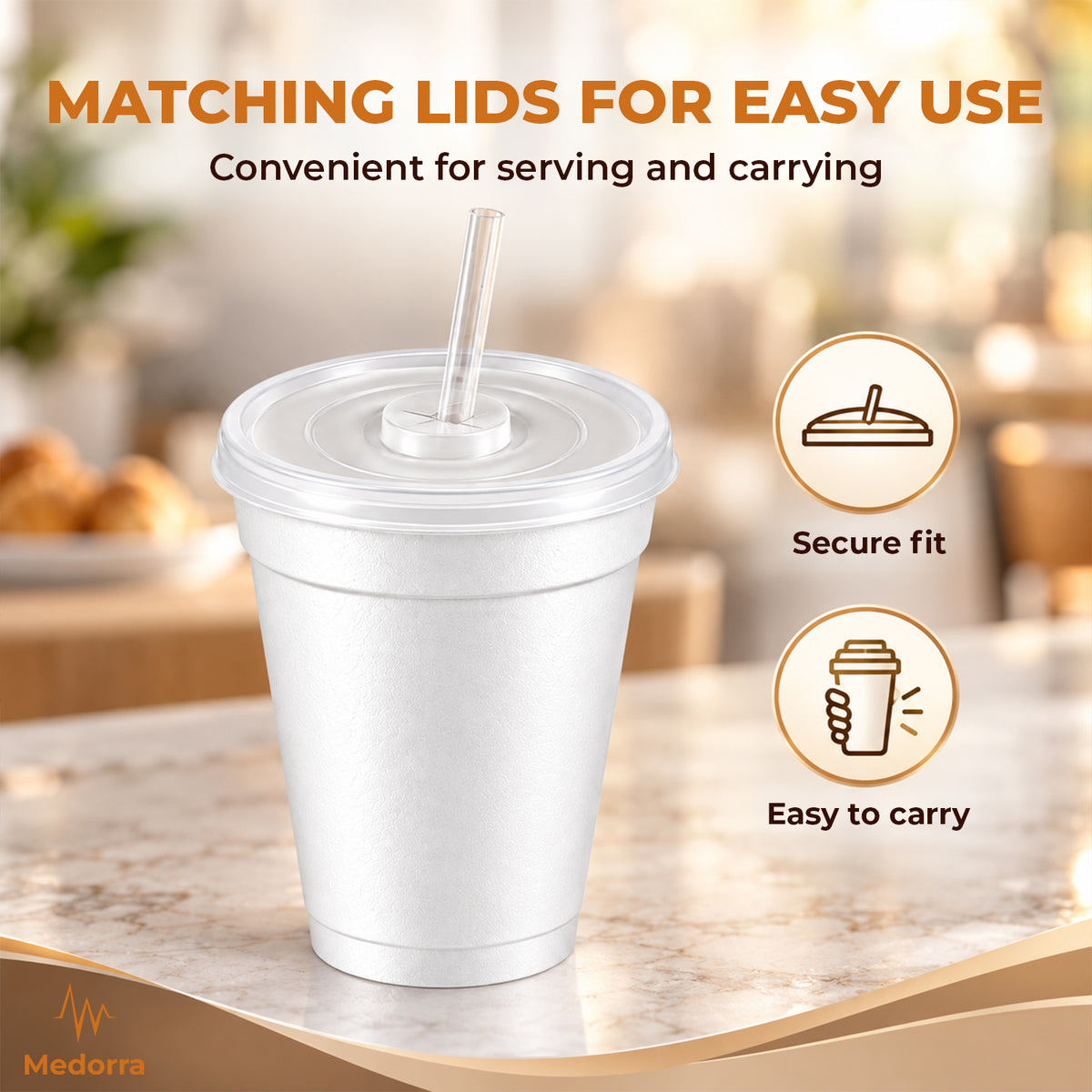 16 oz White Foam Cups with Lids, 500 Cups + 500 Lids — product view 4
